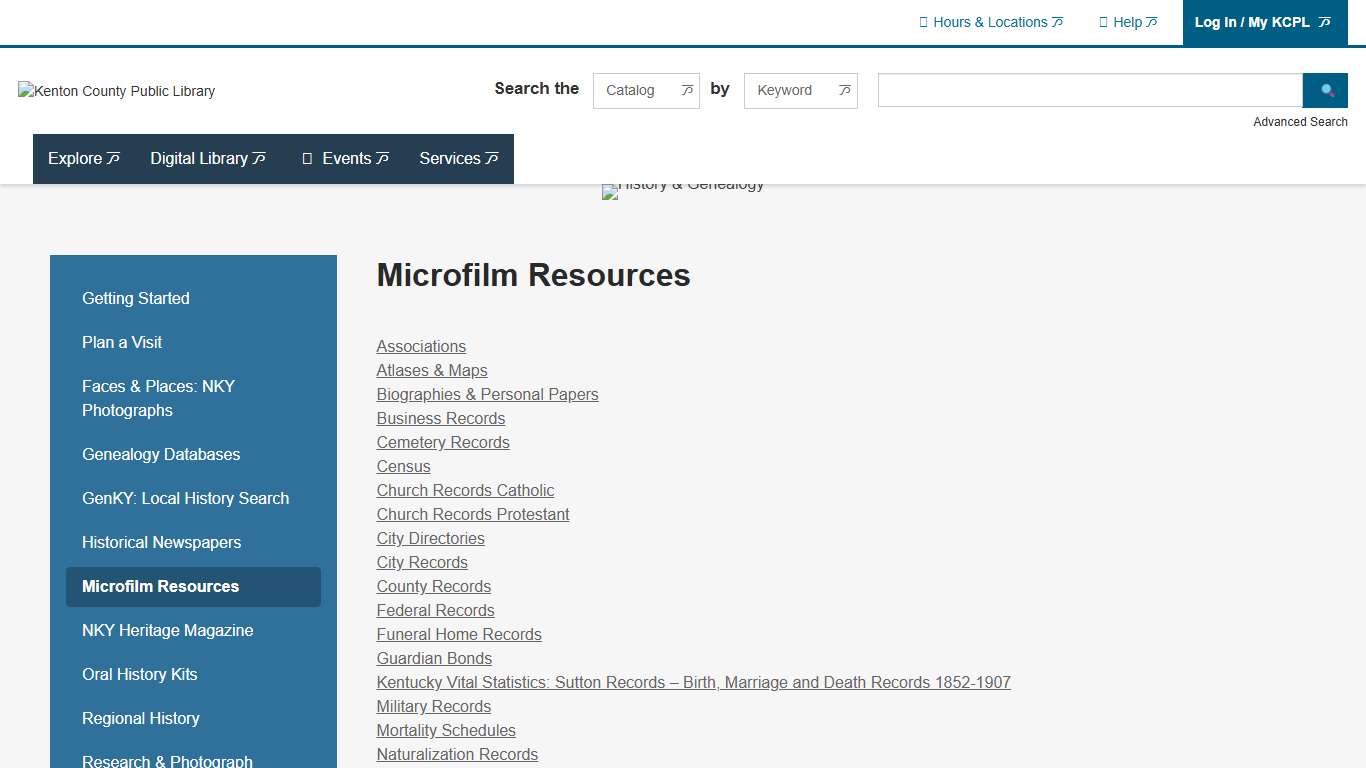 Microfilm Resources Kenton Library